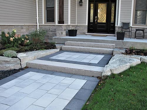 Front-Entrance-Horseshoe GREYSTONE Landscape Design Garden Backyard Front Entrance Driveway